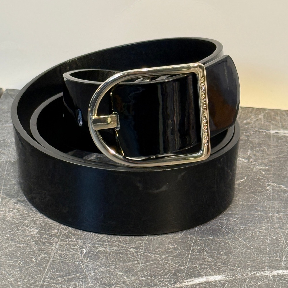 Tommy‎ Hilfiger Black Patent Leather Belt | Horseshoe Buckle | Women Size M/30W